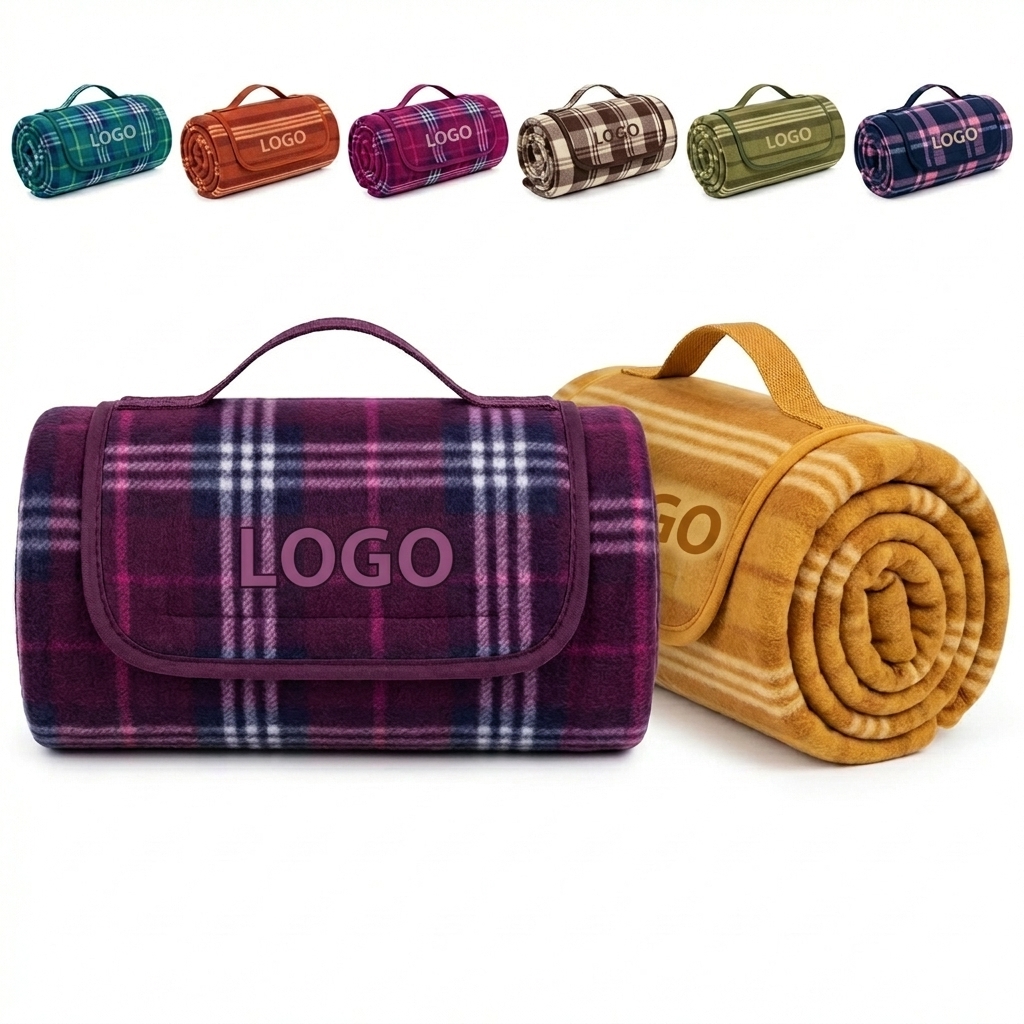 Eco-Friendly Water-Resistant Fleece Picnic Blanket with Carry Handle