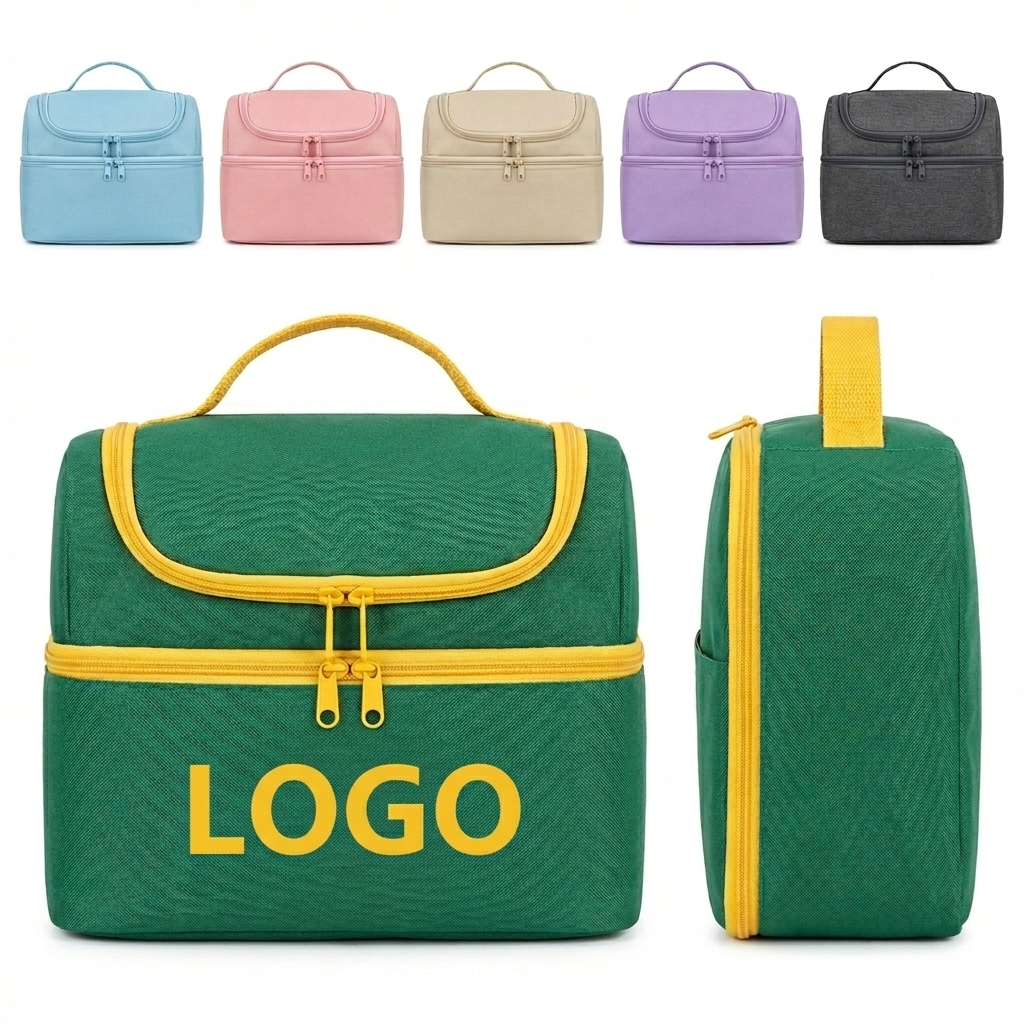 Durable Insulated Lunch Cooler Bag with Top Handle & Dual Zipper Closure