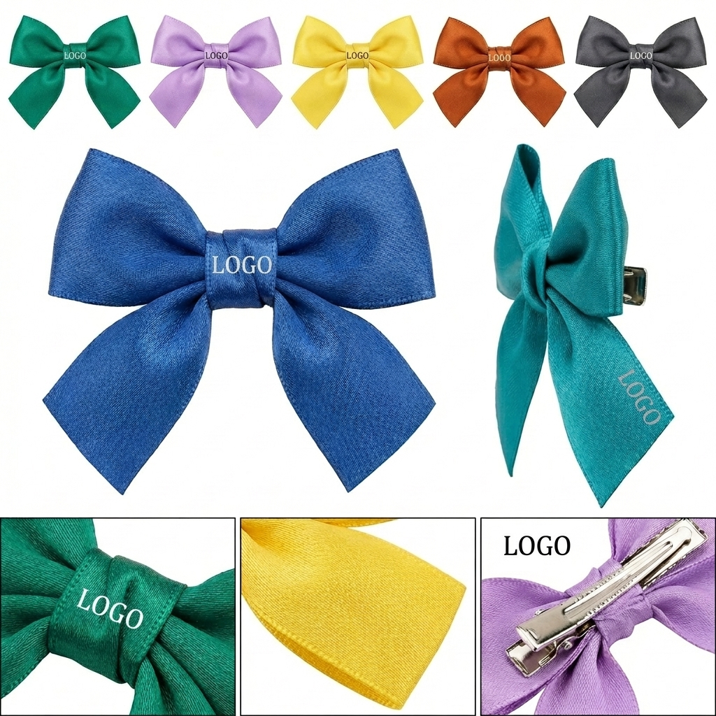 Handmade Oversized Satin Silk Hair Bow with Alligator Clip for Ponytails