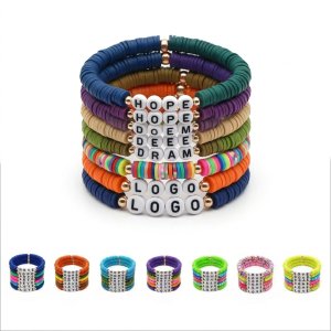 Personalized Word Bead Bracelet - Handmade Polymer Clay Festival Wristband for Events