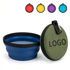 On-The-Go Foldable Pet Water Bowl - Brandable, Leak-Proof with Carabiner Clip